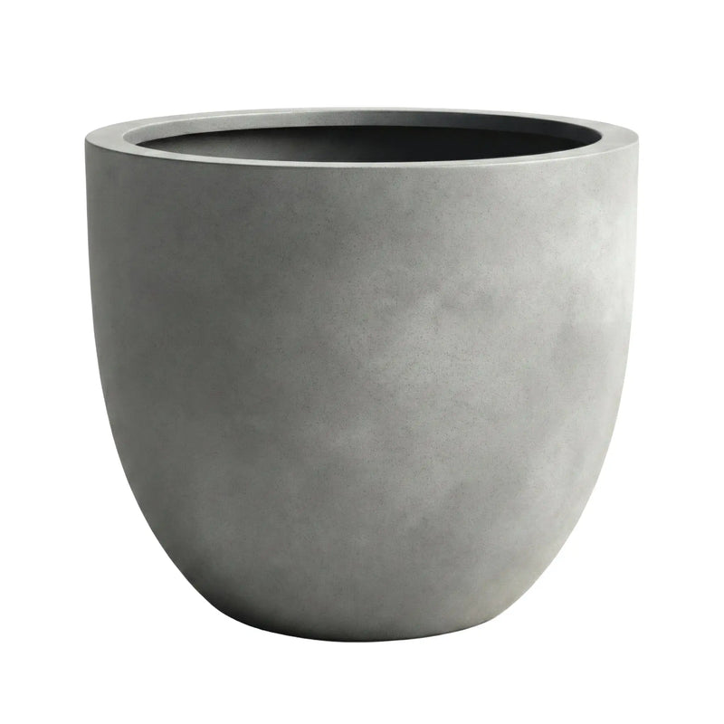 DTY Mount Belford 17.3'' D x 14.8'' H (Pot Opening 15.7") Fiberstone Egg Shaped Planter with Drainage Hole, Smooth Finishes, Weather Resistant for Indoor and Outdoor, 2 Extra Coco Mats - Large, White