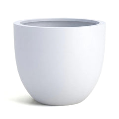 DTY Mount Belford 17.3'' D x 14.8'' H (Pot Opening 15.7") Fiberstone Egg Shaped Planter with Drainage Hole, Smooth Finishes, Weather Resistant for Indoor and Outdoor, 2 Extra Coco Mats - Large, White perspective
