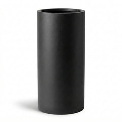 DTY Mount Oxford 15.7" D x 31.5" H (Pot Opening 11.0") Fiberstone Tall Planter with Drainage Hole, Weather Resistant for Indoor and Outdoor, 2 Extra Coco Mats - Black, Large perspective