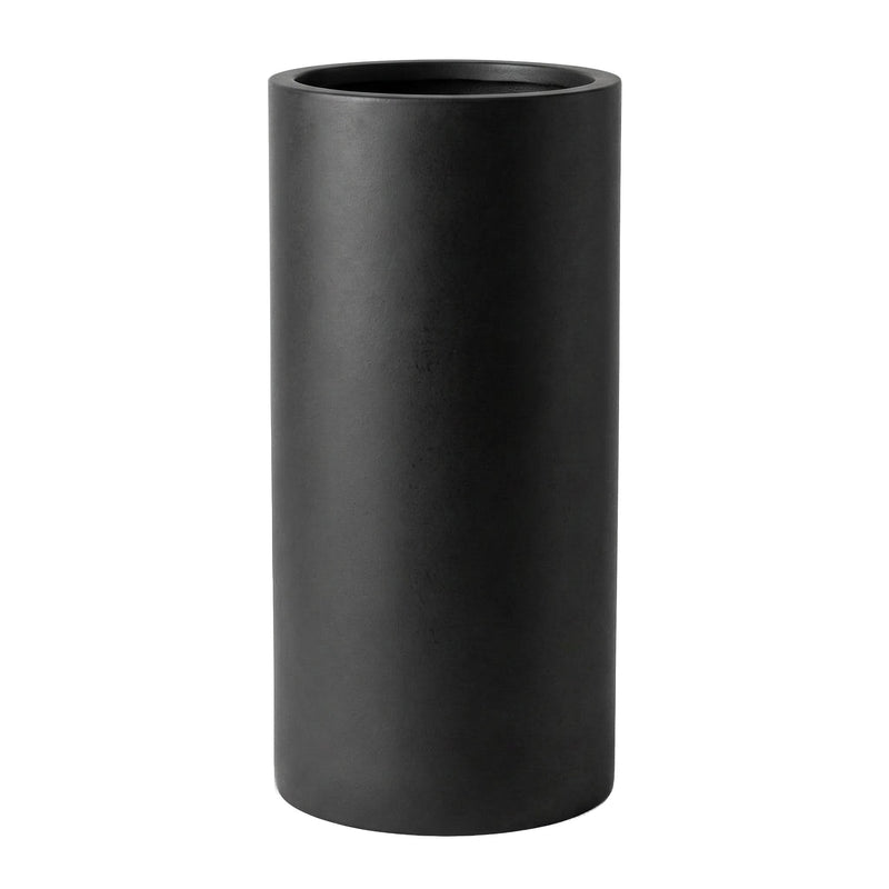 DTY Mount Oxford 15.7" D x 31.5" H (Pot Opening 11.0") Fiberstone Tall Planter with Drainage Hole, Weather Resistant for Indoor and Outdoor, 2 Extra Coco Mats - Black, Large