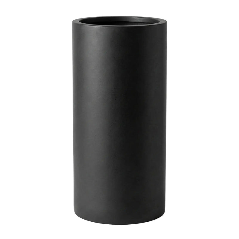 DTY Mount Oxford 15.7" D x 31.5" H (Pot Opening 11.0") Fiberstone Tall Planter with Drainage Hole, Weather Resistant for Indoor and Outdoor, 2 Extra Coco Mats - Black, Large