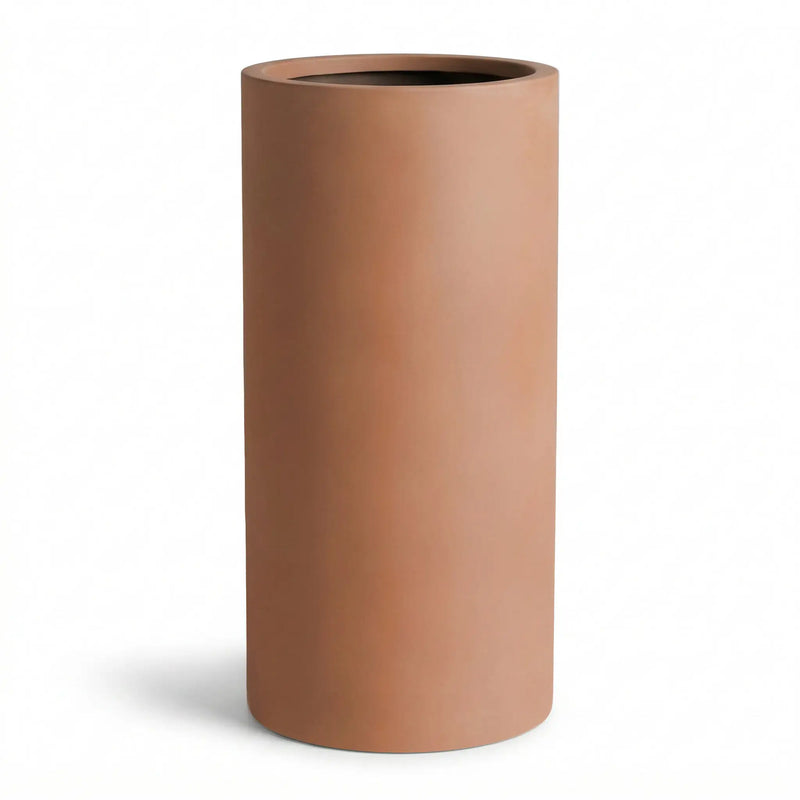 DTY Mount Oxford 15.7" D x 31.5" H (Pot Opening 11.0") Fiberstone Tall Planter with Drainage Hole, Weather Resistant for Indoor and Outdoor, 2 Extra Coco Mats - Black, Large