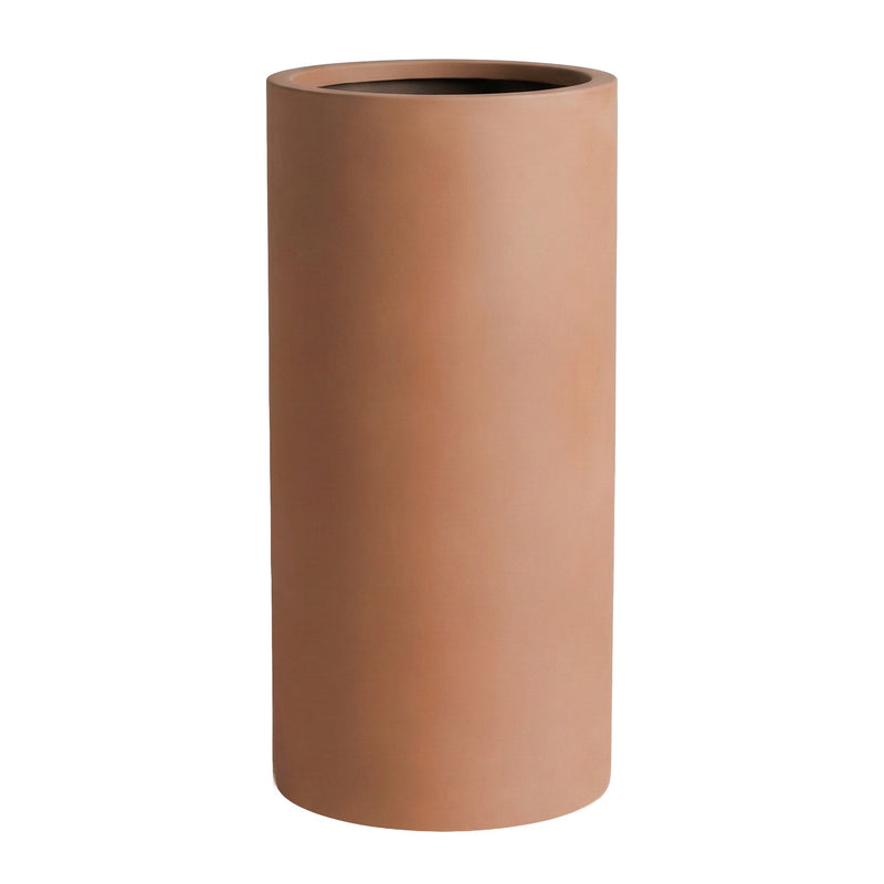 DTY Mount Oxford 15.7" D x 31.5" H (Pot Opening 11.0") Fiberstone Tall Planter with Drainage Hole, Weather Resistant for Indoor and Outdoor, 2 Extra Coco Mats - Black, Large