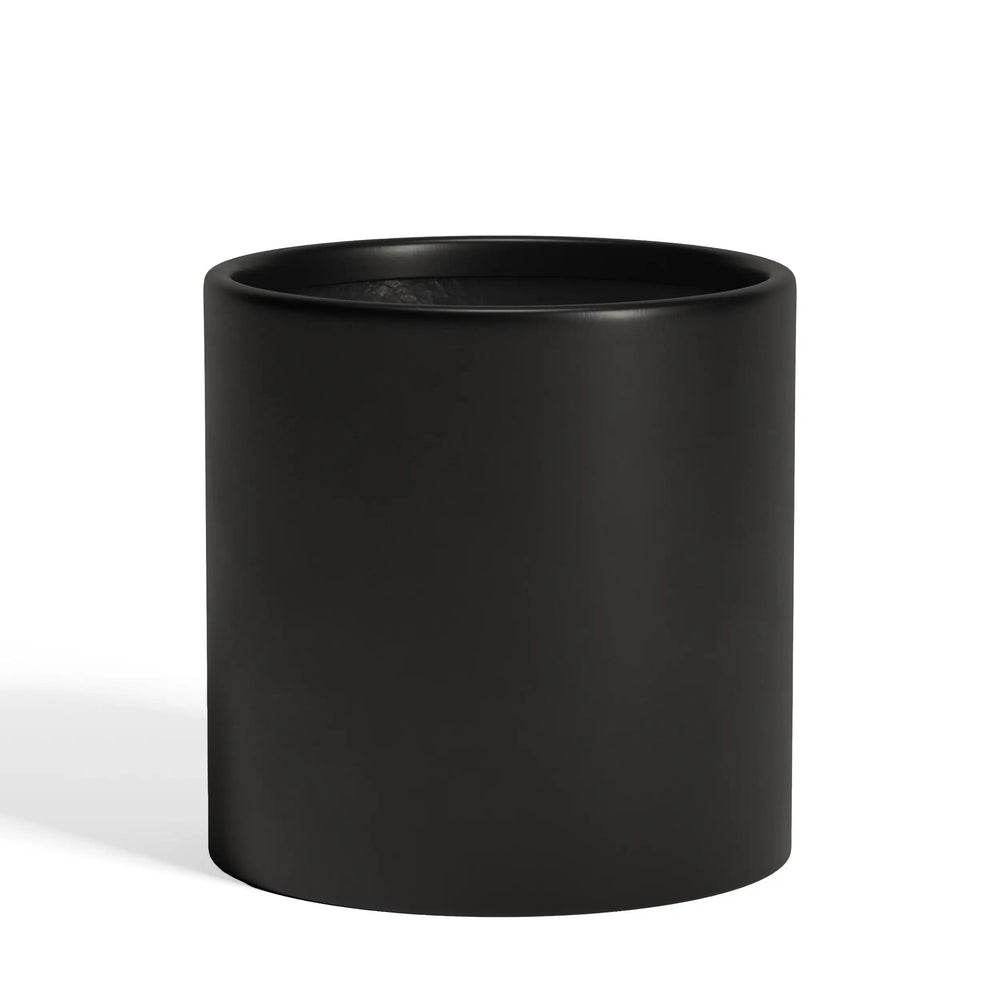 DTY Mount Powell 7.9" D x 7.9" H (Pot Opening 5.5") Fiberstone Cylindrical Planter with Drainage Hole, Weather Resistant for Indoor & Outdoor Use, Includes 2 Extra Coco Mats - Black, Extra Small