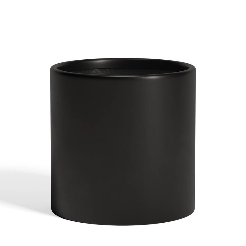 DTY Mount Powell 7.9" D x 7.9" H (Pot Opening 5.5") Fiberstone Cylindrical Planter with Drainage Hole, Weather Resistant for Indoor & Outdoor Use, Includes 2 Extra Coco Mats - Black, Extra Small