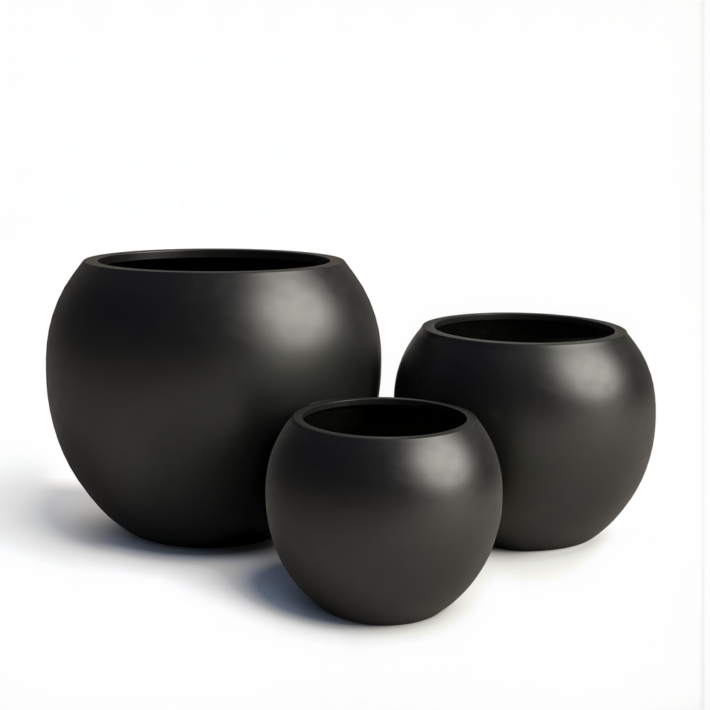 Fiberstone Round Planter Open Top Sphere Indoor Outdoor Weatherproof