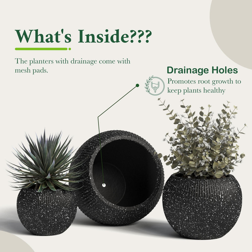 Fiberstone Round Planter Open Top Sphere Indoor Outdoor Weatherproof Media 54