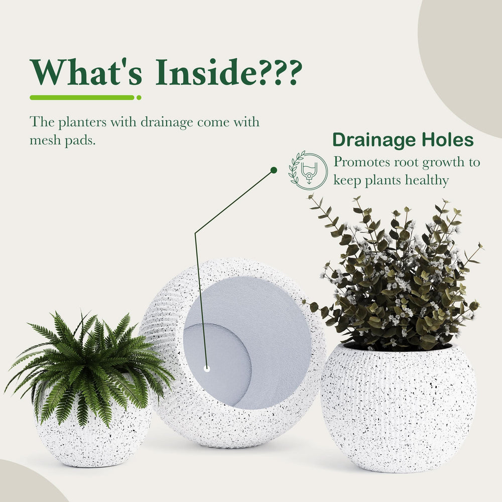 Fiberstone Round Planter Open Top Sphere Indoor Outdoor Weatherproof Media 65