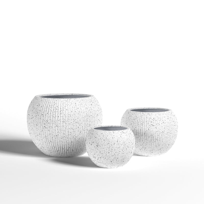Fiberstone Round Planter Open Top Sphere Indoor Outdoor Weatherproof