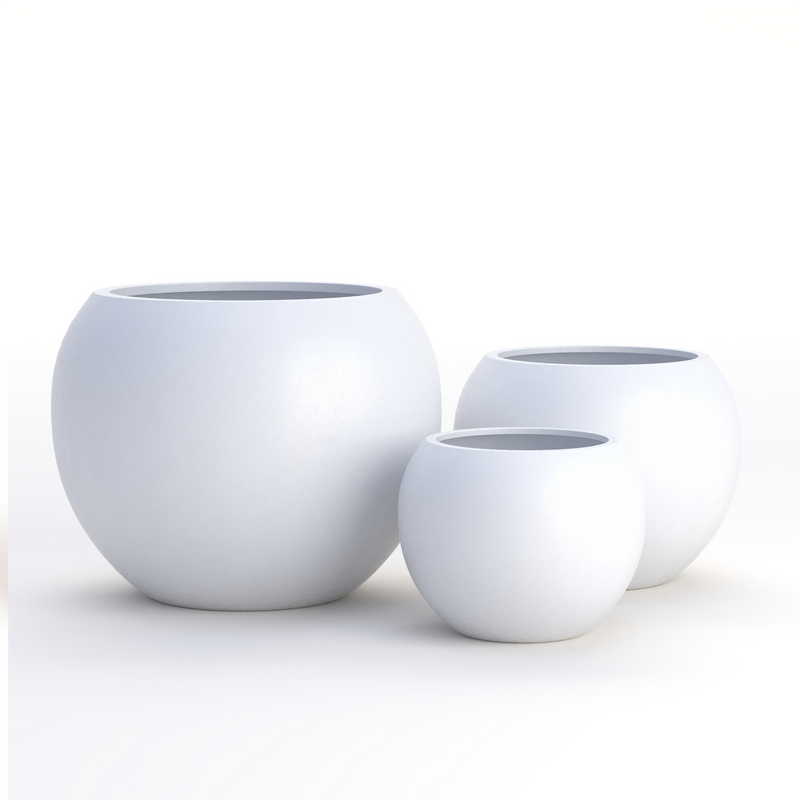 Fiberstone Round Planter Open Top Sphere Indoor Outdoor Weatherproof