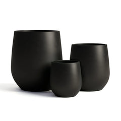 DTY Signature Mount Wilson Modern Indoor Outdoor Fiberstone Tapered Planter, Lightweight, Weather Resistant Garden Pot with Drainage Hole & Rubber Plug (Black, 11'' D x 12'' H) perspective