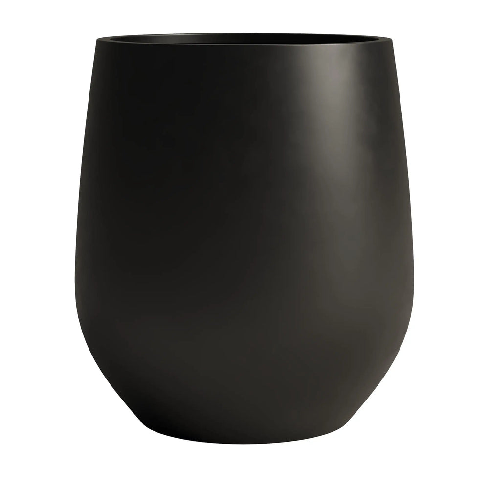 DTY Signature Mount Wilson Modern Indoor Outdoor Fiberstone Tapered Planter, Lightweight, Weather Resistant Garden Pot with Drainage Hole & Rubber Plug (Black, 11'' D x 12'' H)