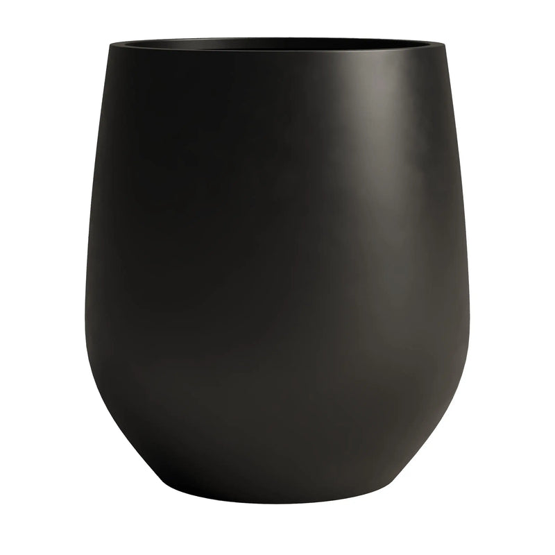 DTY Signature Mount Wilson Modern Indoor Outdoor Fiberstone Tapered Planter, Lightweight, Weather Resistant Garden Pot with Drainage Hole & Rubber Plug (Black, 11'' D x 12'' H)
