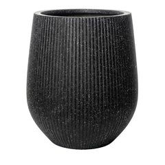 DTY Signature Mount Wilson Modern Indoor Outdoor Fiberstone Tapered Planter, Lightweight, Weather Resistant Garden Pot with Drainage Hole & Rubber Plug (Black, 11'' D x 12'' H) perspective