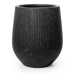 DTY Signature Mount Wilson Modern Indoor Outdoor Fiberstone Tapered Planter, Lightweight, Weather Resistant Garden Pot with Drainage Hole & Rubber Plug (Black, 11'' D x 12'' H) perspective