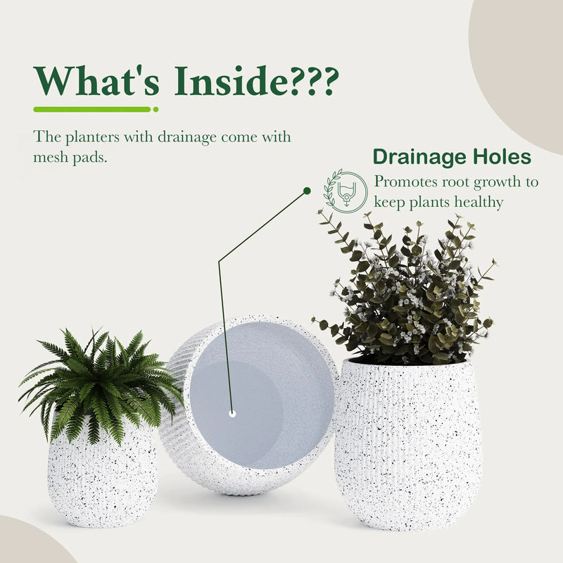DTY Signature Mount Wilson Modern Indoor Outdoor Fiberstone Tapered Planter, Lightweight, Weather Resistant Garden Pot with Drainage Hole & Rubber Plug (Black, 11'' D x 12'' H)