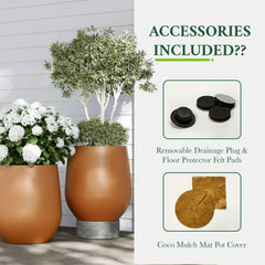 DTY Signature Mount Wilson Modern Indoor Outdoor Fiberstone Tapered Planter, Lightweight, Weather Resistant Garden Pot with Drainage Hole & Rubber Plug (Black, 11'' D x 12'' H) perspective