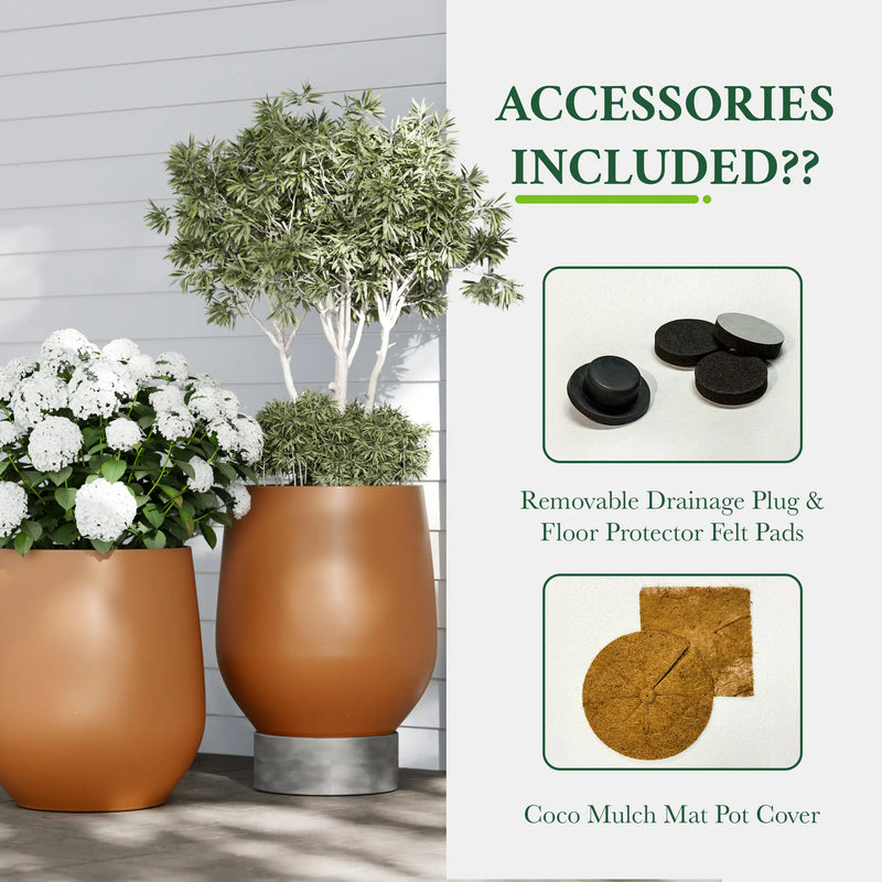 DTY Signature Mount Wilson Modern Indoor Outdoor Fiberstone Tapered Planter, Lightweight, Weather Resistant Garden Pot with Drainage Hole & Rubber Plug (Black, 11'' D x 12'' H)