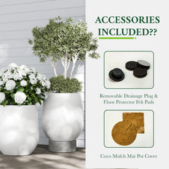 DTY Signature Mount Wilson Modern Indoor Outdoor Fiberstone Tapered Planter, Lightweight, Weather Resistant Garden Pot with Drainage Hole & Rubber Plug (Black, 11'' D x 12'' H) perspective