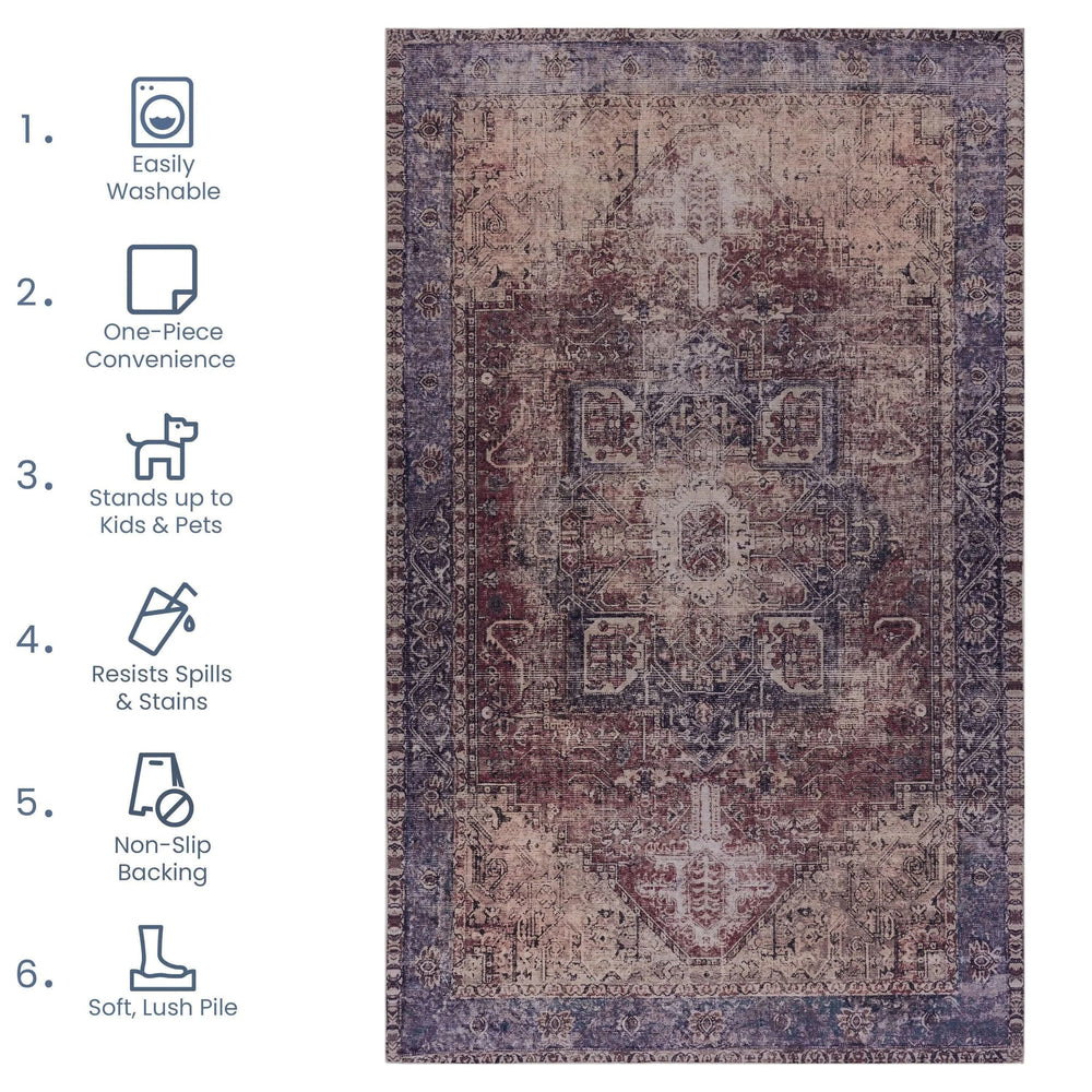 Polyester Chenille Area Rug Washable Six By Nine Feet Modern Media 6