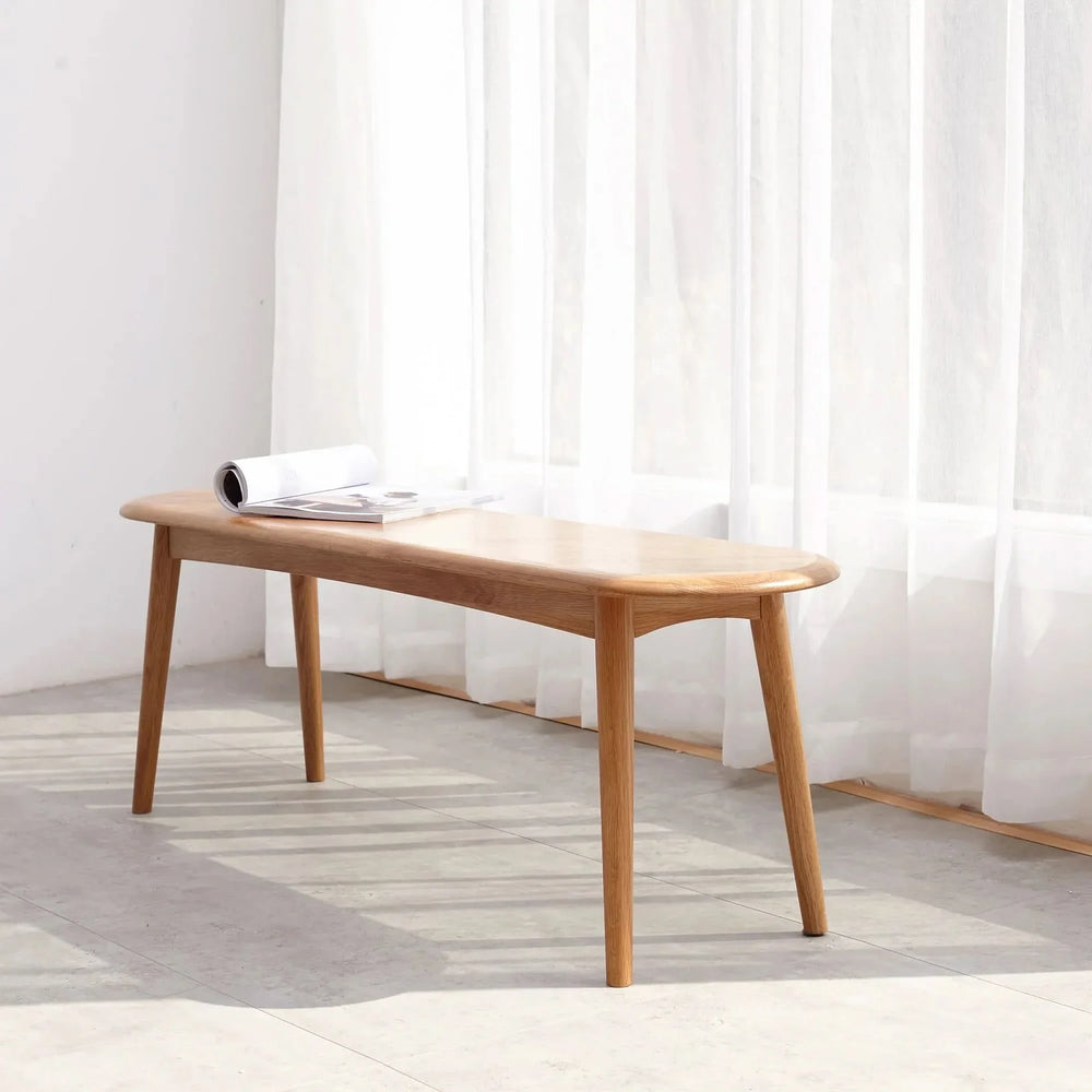 Oak Dining Bench Solid Wood Half Round Design Rustic For Living Room Media 20