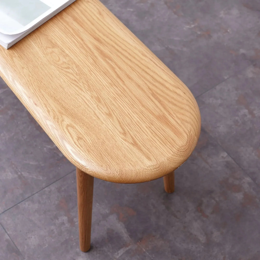 Oak Dining Bench Solid Wood Half Round Design Rustic For Living Room Media 7