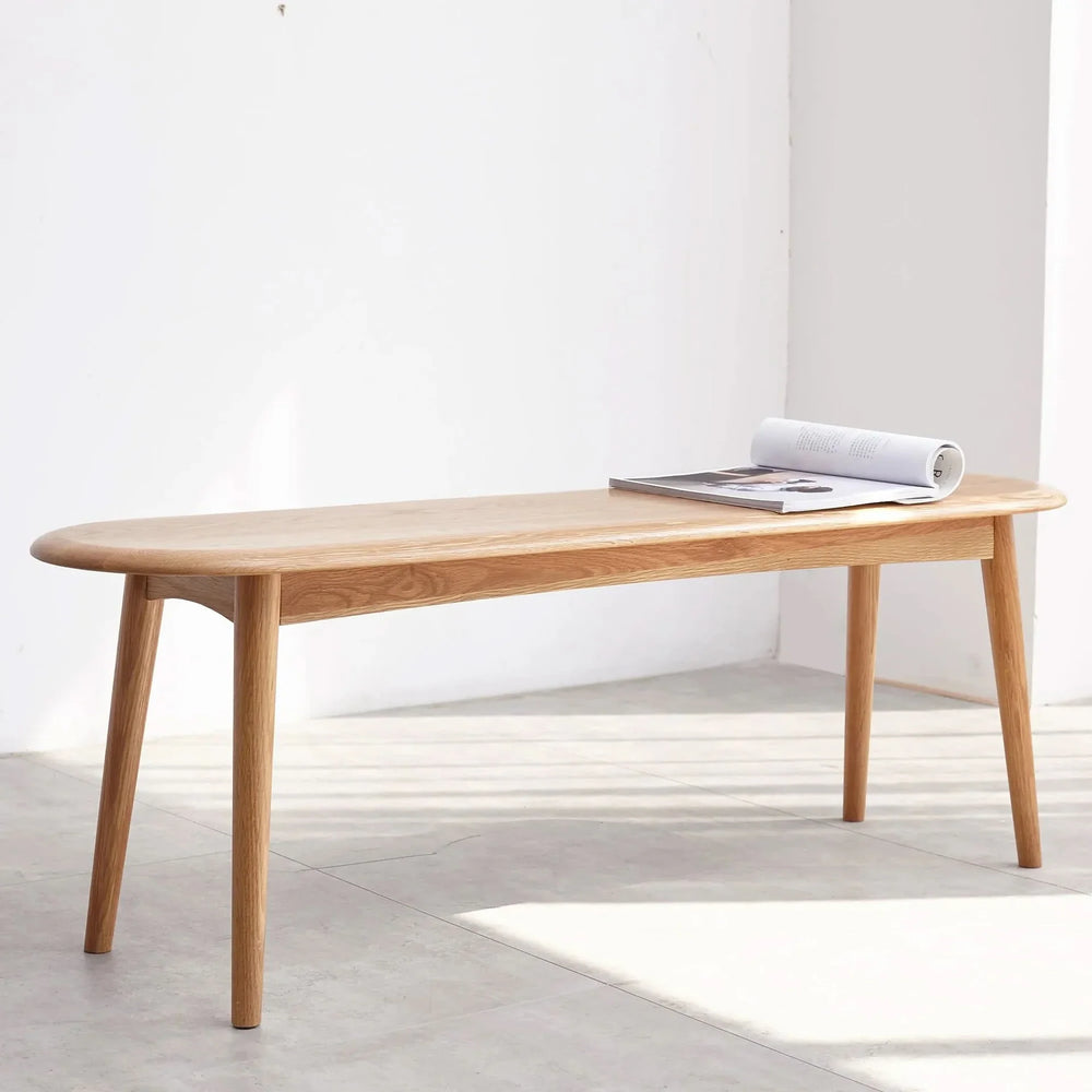Oak Dining Bench Solid Wood Half Round Design Rustic For Living Room Media 17