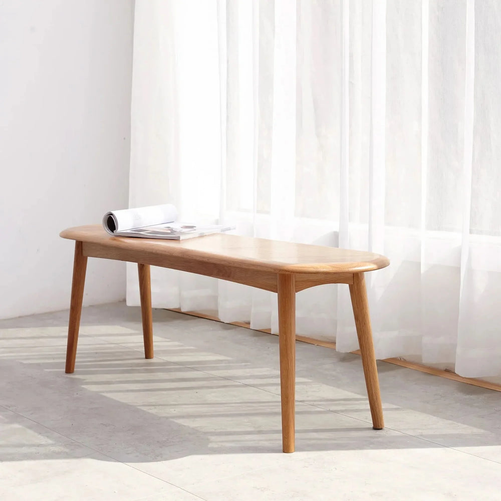 Oak Dining Bench Solid Wood Half Round Design Rustic For Living Room Media 2