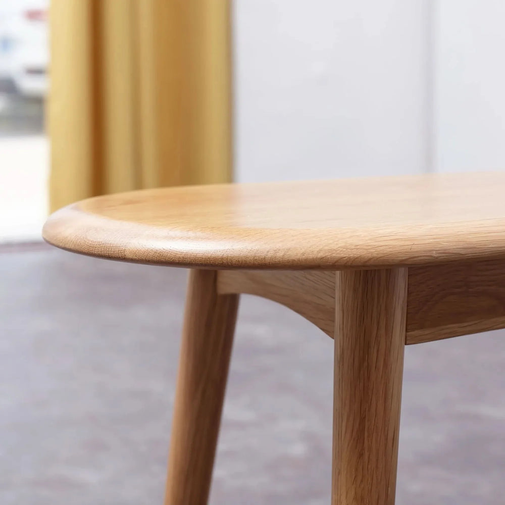 Oak Dining Bench Solid Wood Half Round Design Rustic For Living Room Media 10