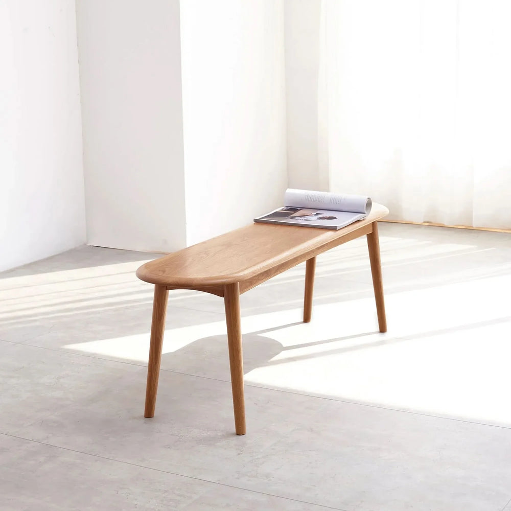 Oak Dining Bench Solid Wood Half Round Design Rustic For Living Room Media 19