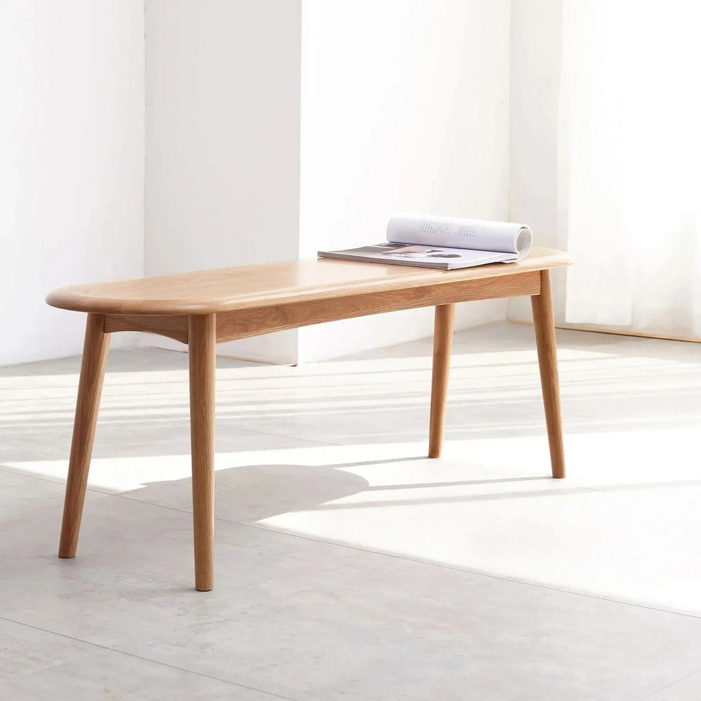 Oak Dining Bench Solid Wood Half Round Design Rustic For Living Room Media 18
