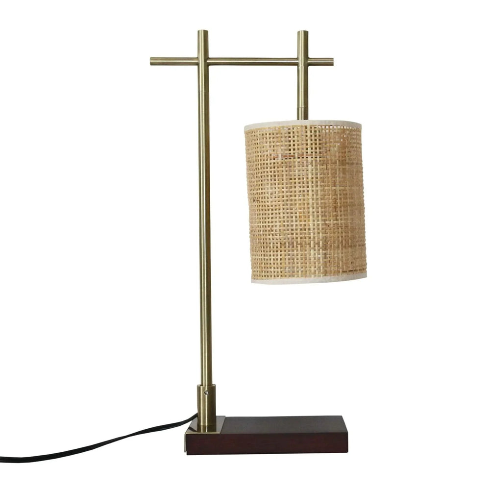 Table Lamp Moonstone Bamboo Lampshade Metal Bronze Base Nordic Style Media 7