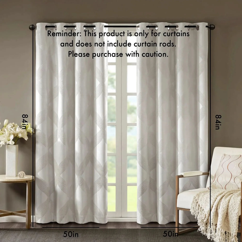Total Blackout Curtain Panel Polyester Ogee Jacquard Pattern For Living Room Media 3