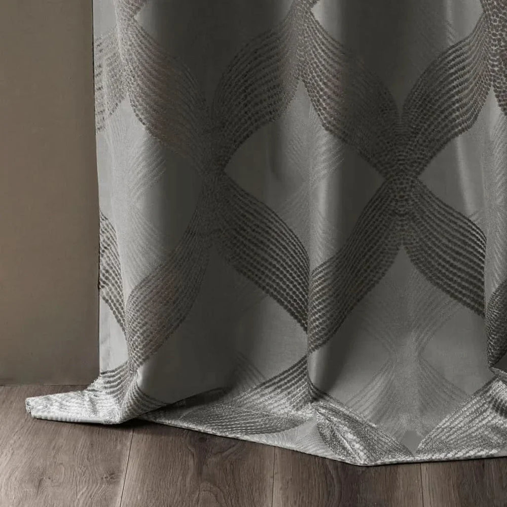 Blackout Curtain Panel Polyester Jacquard Ogee Pattern Total Blackout Media 7