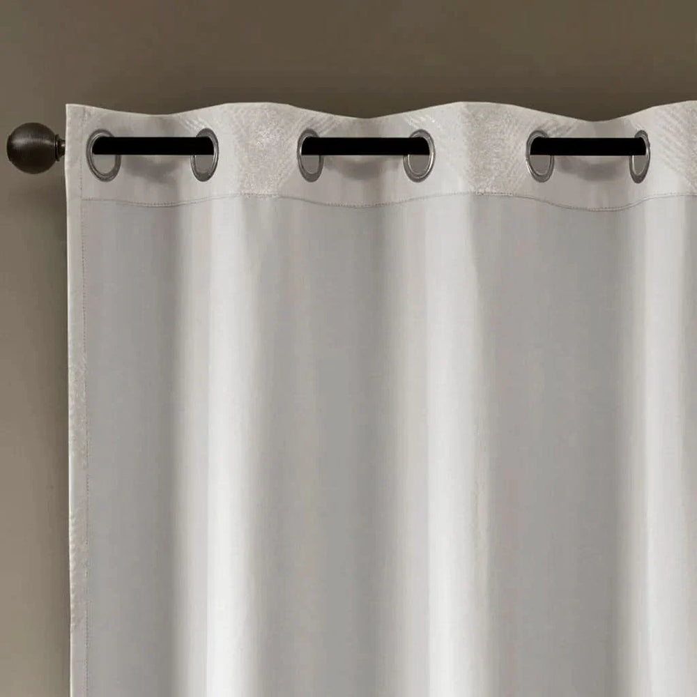Total Blackout Curtain Panel & Ogee Jacquard Polyester Ivory SunSmart Media 12