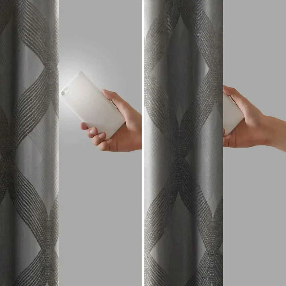 Total Blackout Curtain Panel Polyester Ogee Jacquard Design For Living Room Media 13