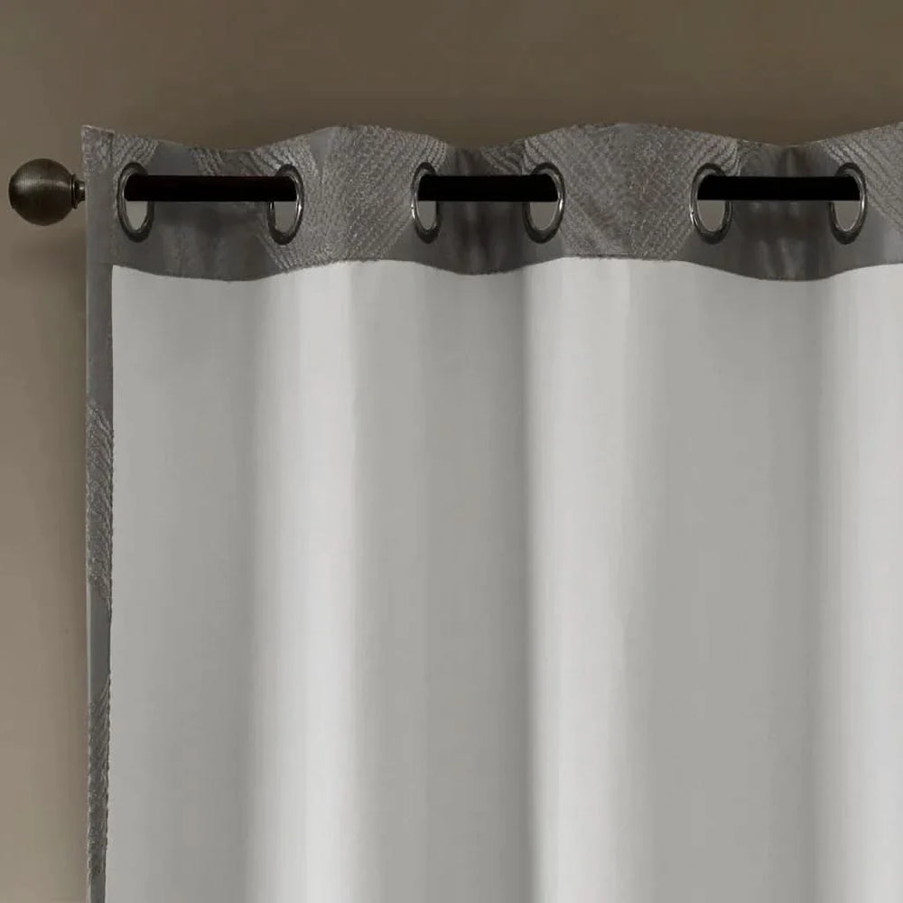 Total Blackout Curtain Panel Polyester Ogee Jacquard Design For Living Room Media 16