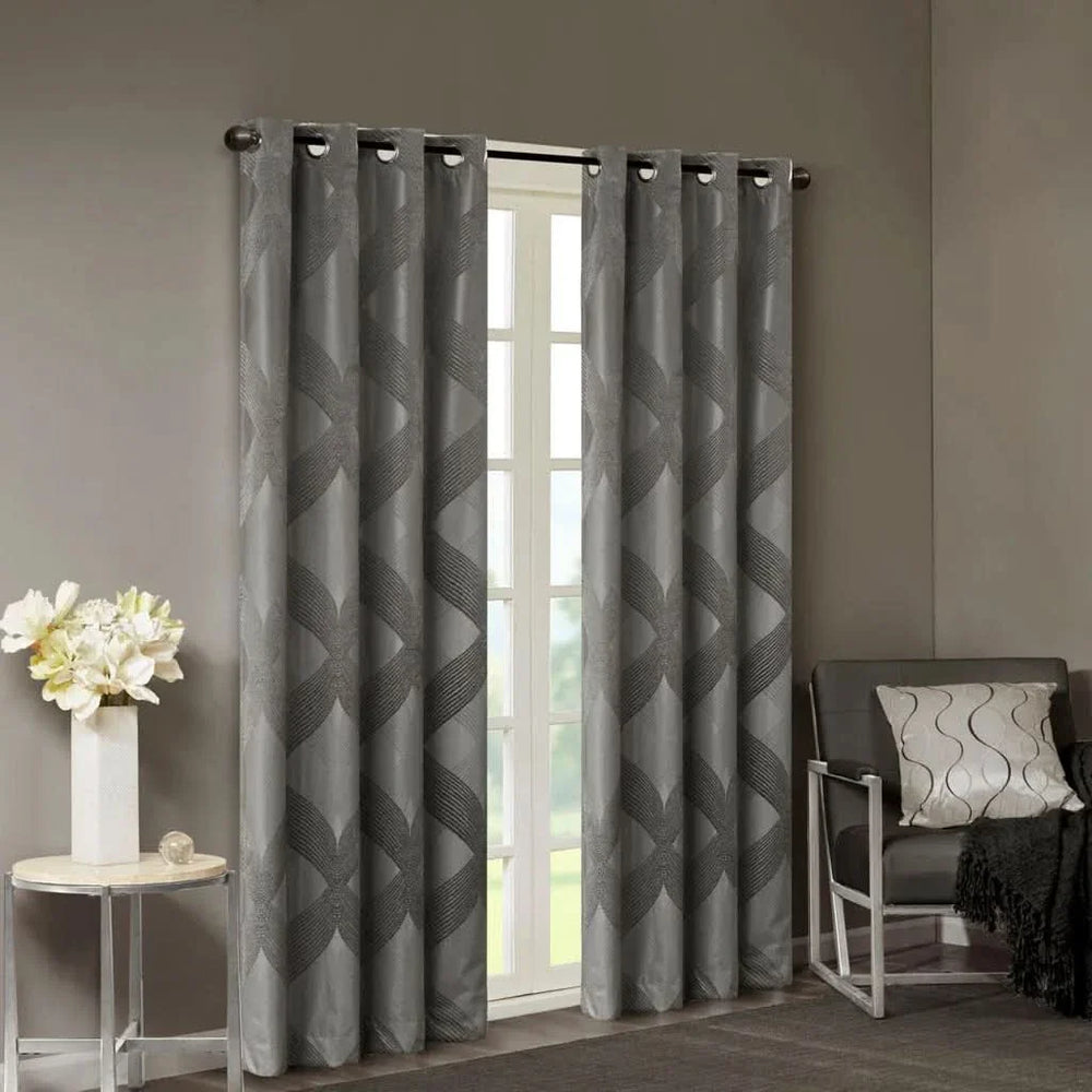 Total Blackout Curtain Panel Polyester Ogee Jacquard Design For Living Room Media 6