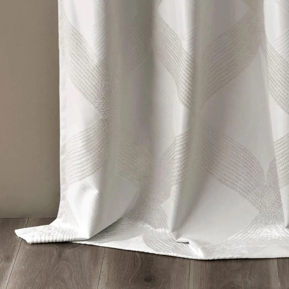 Blackout Curtain Panel Polyester Ogee Jacquard Sunsmart Ivory Shade Media 9