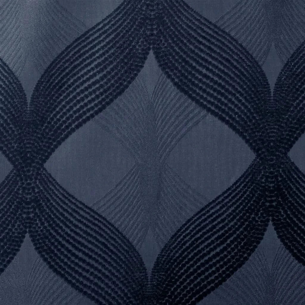 Total Blackout Curtain Panel Ogee Jacquard Polyester Navy Light Blocking Media 5
