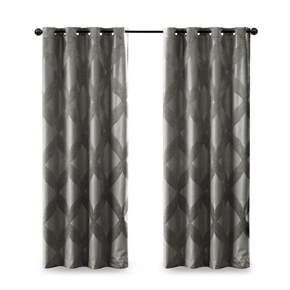 Blackout Curtain Panel Polyester Jacquard Ogee Pattern Total Blackout Media 12