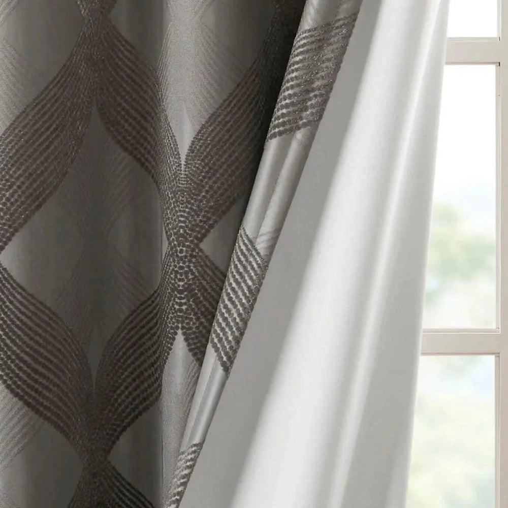 Blackout Curtain Panel Polyester Jacquard Ogee Pattern Total Blackout Media 11