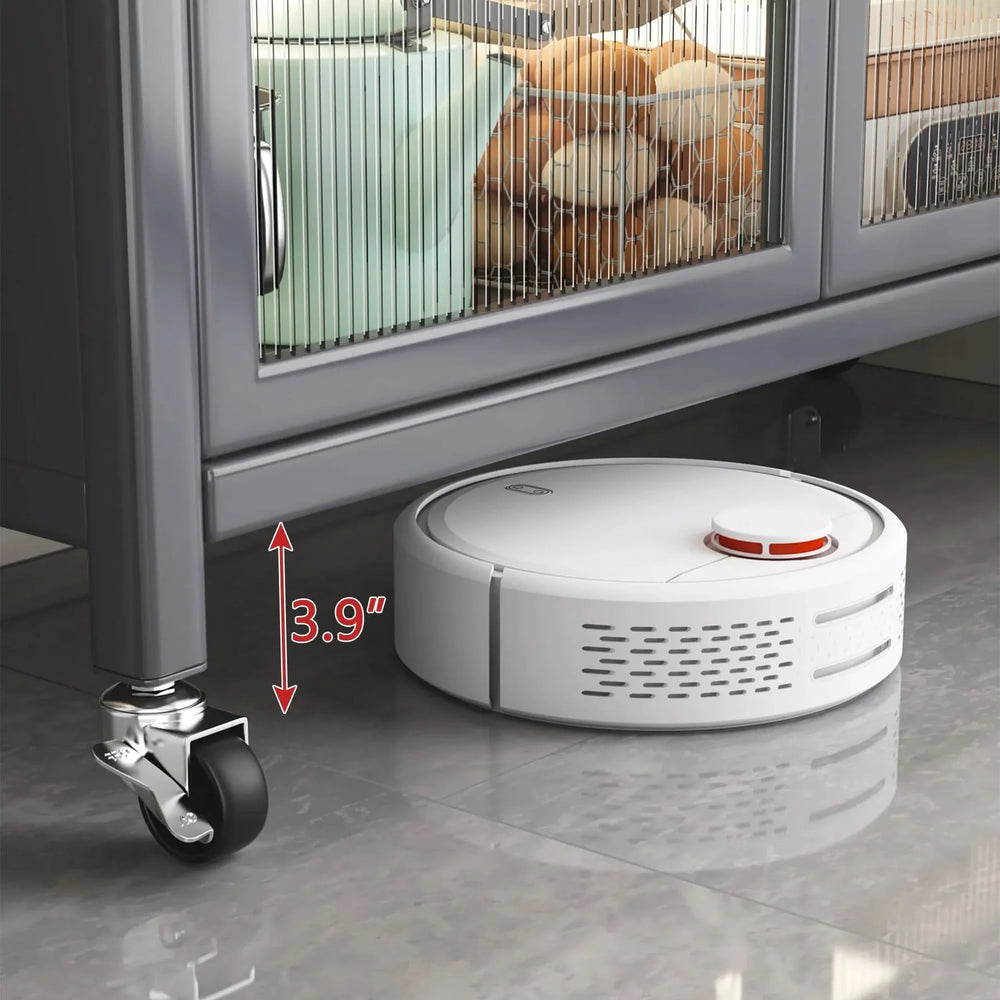 Kitchen Storage Cabinet Metal Multilevel Microwave Storage System Media 6