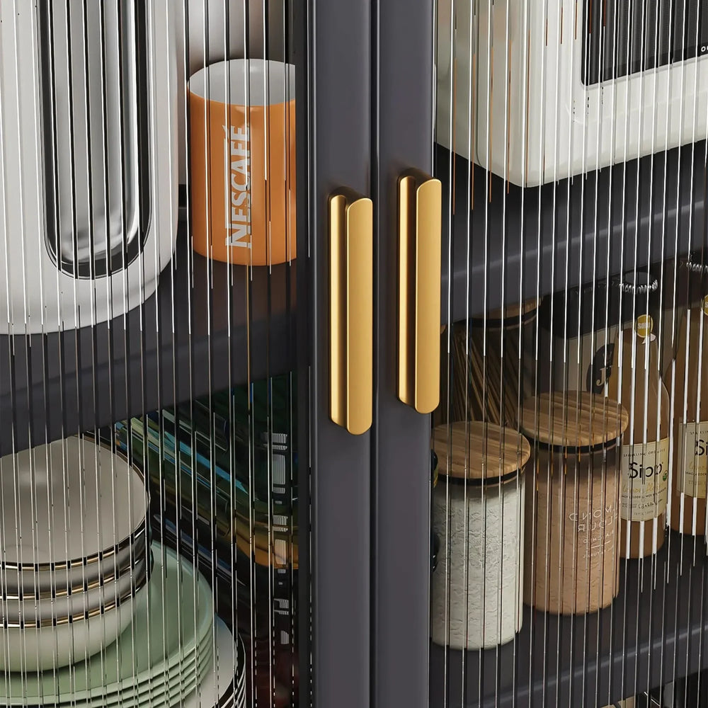 Kitchen Storage Cabinet Metal Multilevel Microwave Storage System Media 5