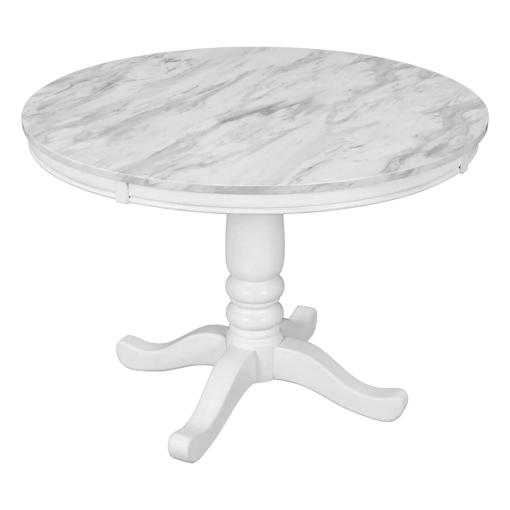 Dining Table Set Solid Wood Round Pedestal & 4 Chairs For 4 People Media 16