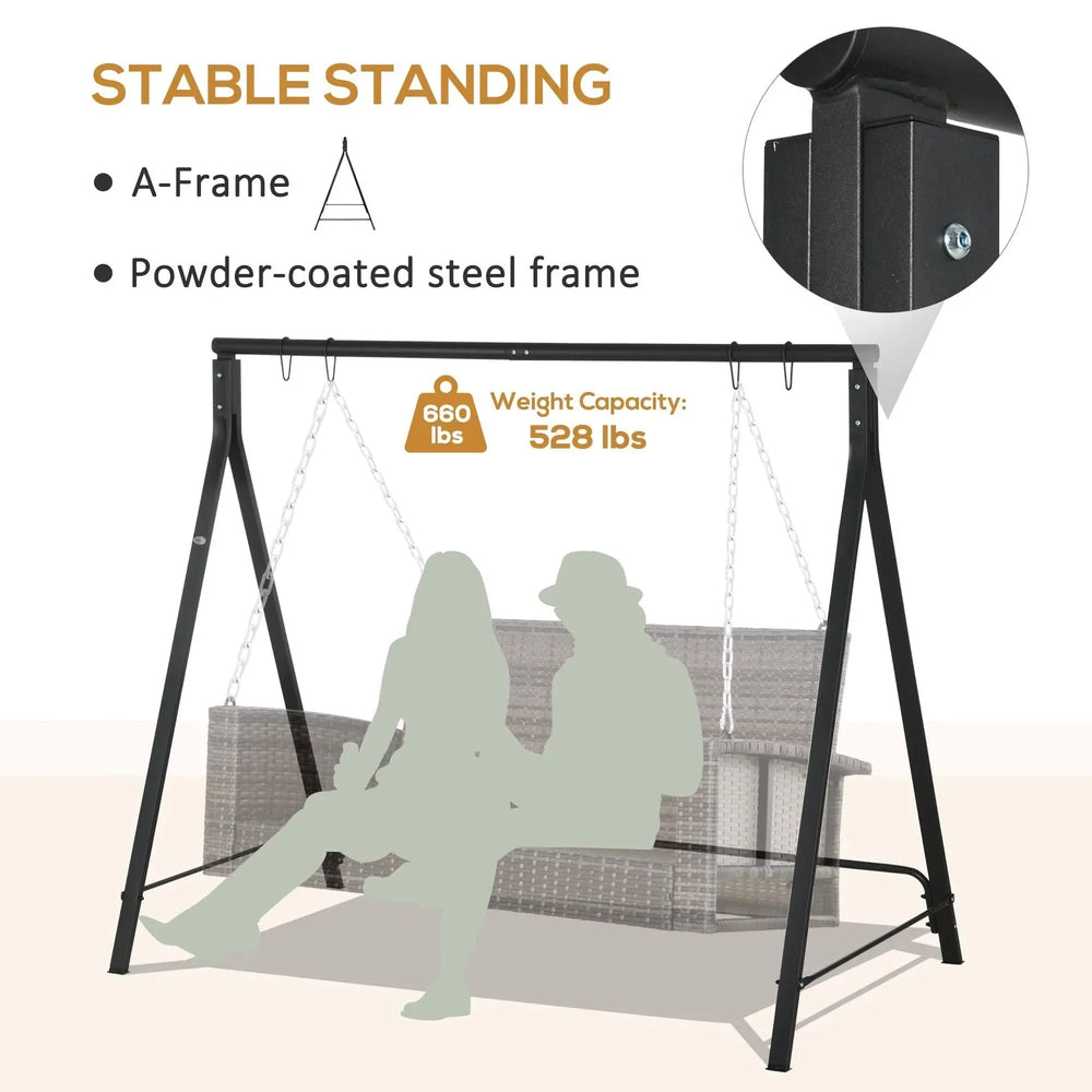 Porch Swing Stand Steel Heavy Duty Outdoor Frame 528 Lbs Capacity Media 4