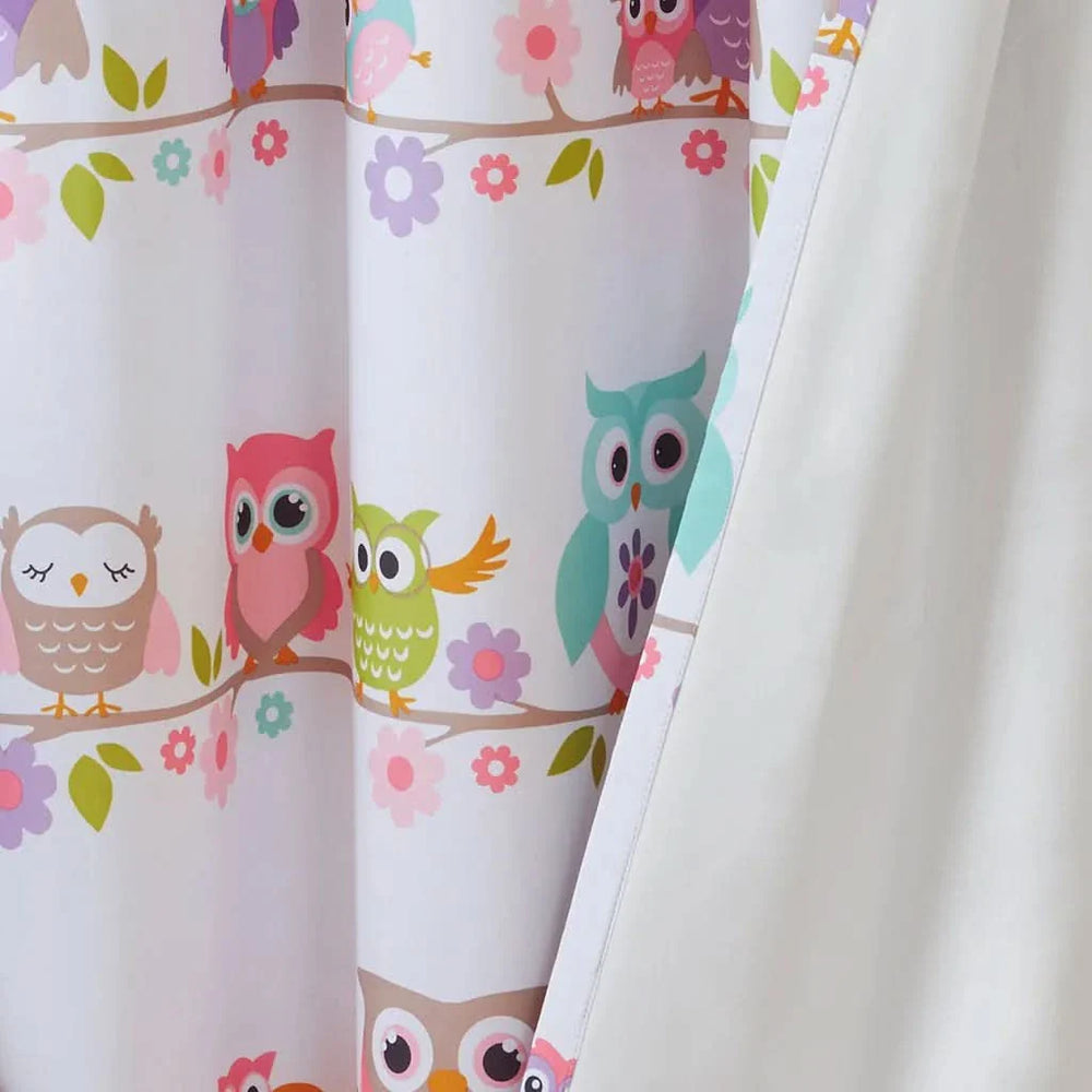 Owl Printed Blackout Curtain Panel Polyester Three-Pass Foam Back Lining Media 9