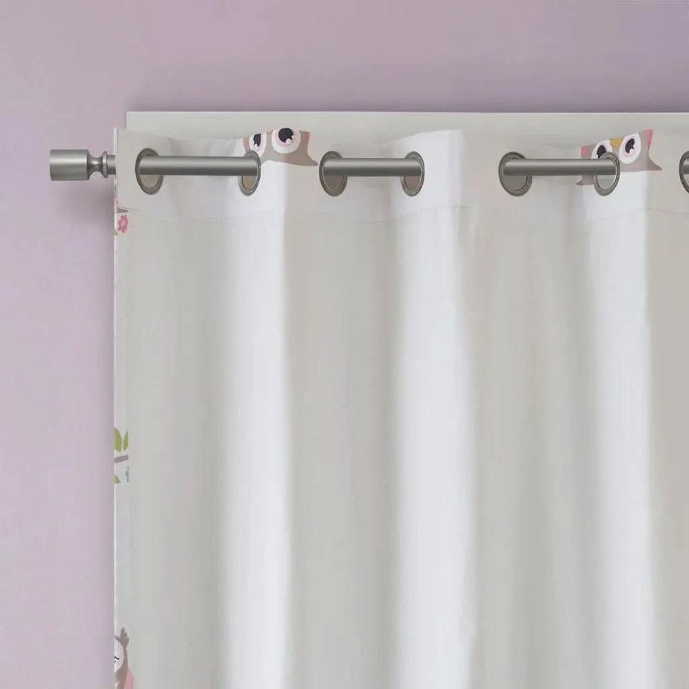 Owl Printed Blackout Curtain Panel Polyester Three-Pass Foam Back Lining Media 6
