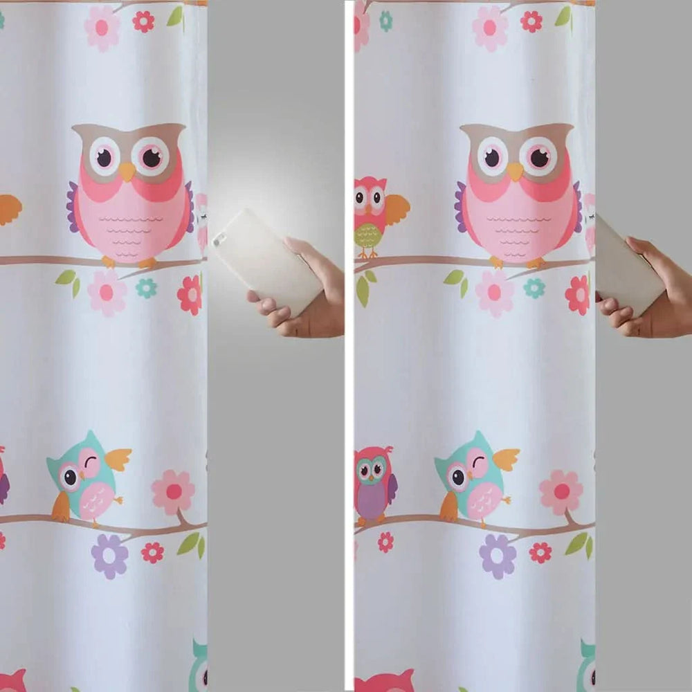 Owl Printed Blackout Curtain Panel Polyester Three-Pass Foam Back Lining Media 5