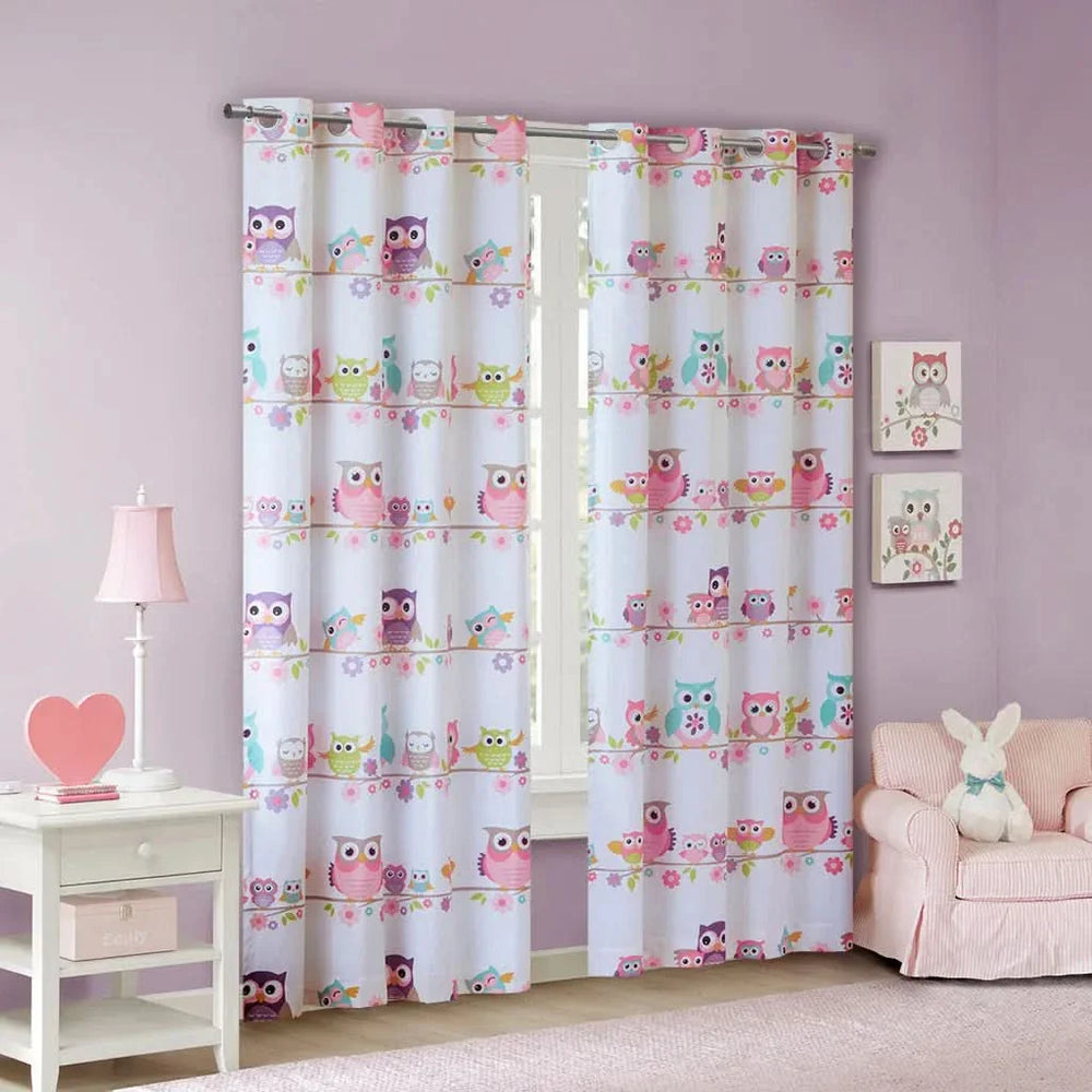 Owl Printed Blackout Curtain Panel Polyester Three-Pass Foam Back Lining Media 8